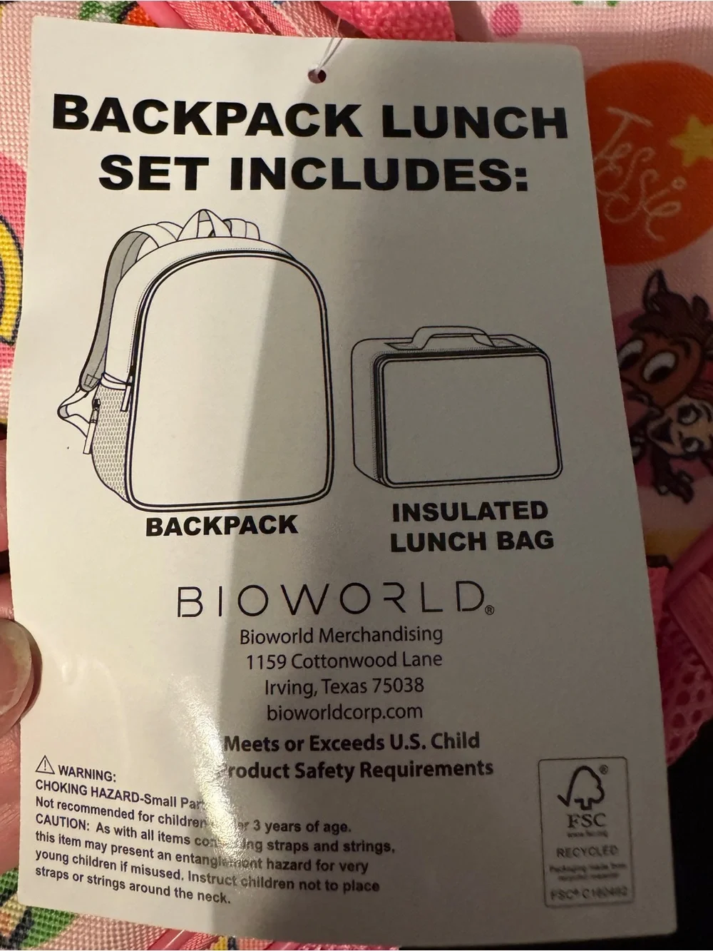 Bioworld Pink Disney Jessie Kids Backpack and Lunch Set